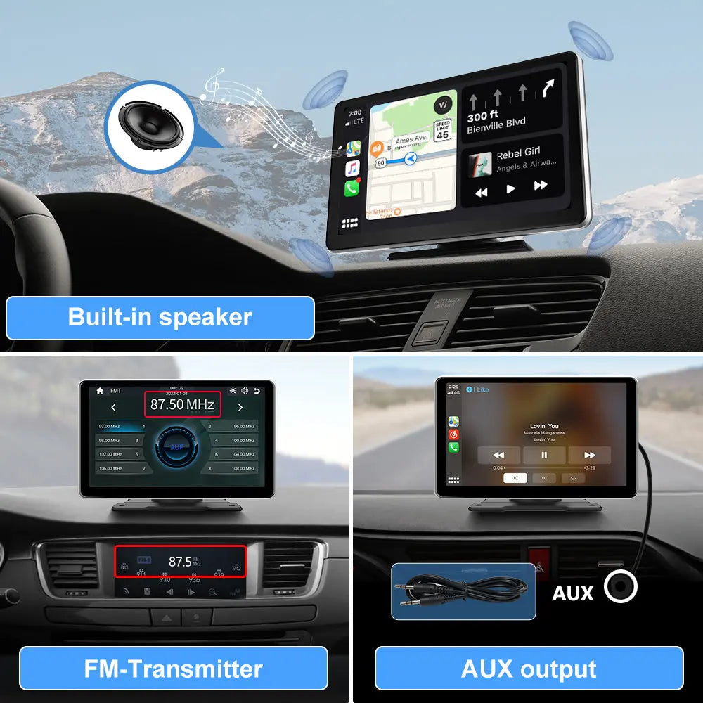 AWESAFE 9 inch Portable Wireless CarPlay Android Auto AirPlay AutoLink Car Radio Screen Bluetooth Music GPS Navigation on Dashboard Car Audio AWESAFE