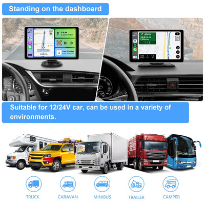 AWESAFE 9 inch Portable Wireless CarPlay Android Auto AirPlay AutoLink Car Radio Screen Bluetooth Music GPS Navigation on Dashboard Car Audio AWESAFE