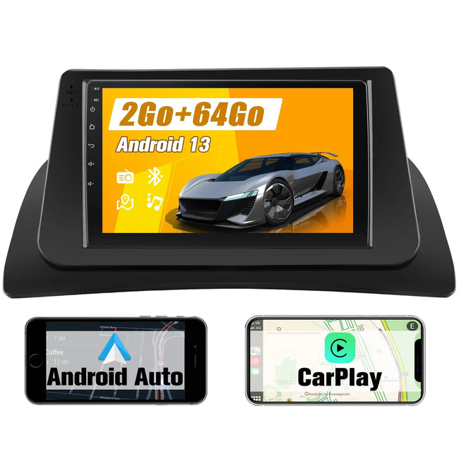 AWESAFE 9 pouces Autoradio pour Renault kangoo 2008,Android auto sans fil & Mirror Link Carplay sans fil & Airplay AWESAFE