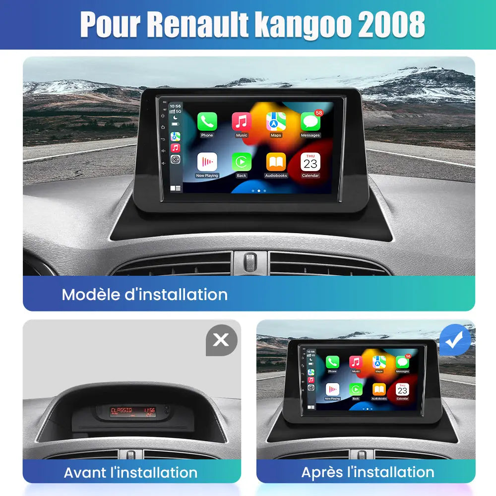 AWESAFE 9 pouces Autoradio pour Renault kangoo 2008,Android auto sans fil & Mirror Link Carplay sans fil & Airplay AWESAFE