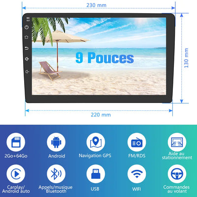 AWESAFE 9 pouces Autoradio pour Renault kangoo 2008,Android auto sans fil & Mirror Link Carplay sans fil & Airplay AWESAFE