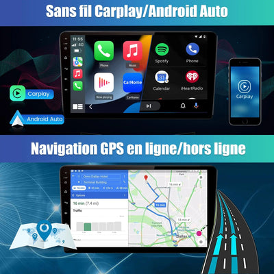 AWESAFE 9 pouces Autoradio pour Renault kangoo 2008,Android auto sans fil & Mirror Link Carplay sans fil & Airplay AWESAFE