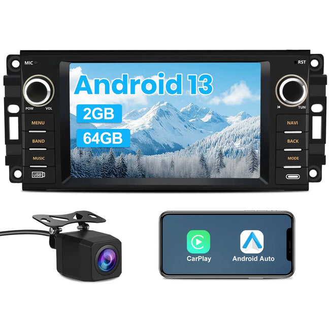 AWESAFE Andriod 13 Car Radio Stereo for Jeep Wrangler/Unlimited /Chrysler Sebring / Dodge Grand Caravan Built in Carplay&Android Auto SWC BT AM/FM 2G+32G AWESAFE