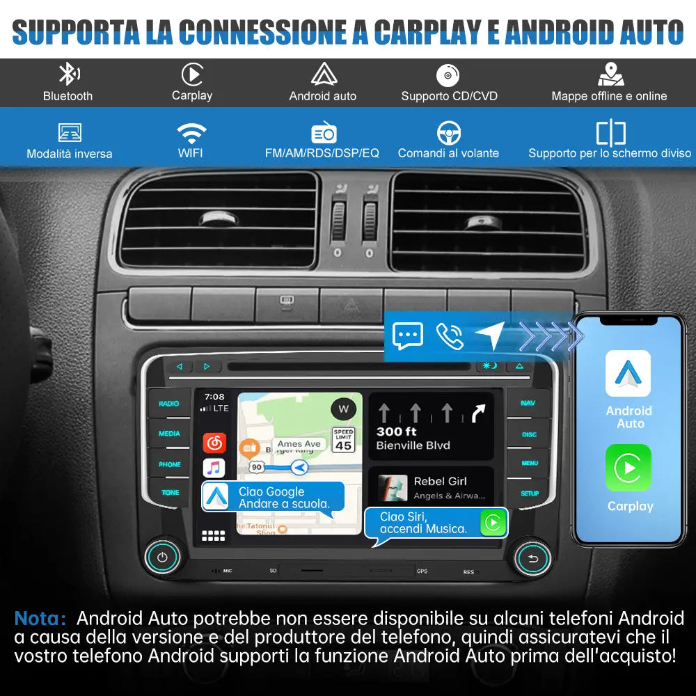 AWESAFE Autoradio Android pour Golf 5 6 VW Passat Polo Seat Skoda