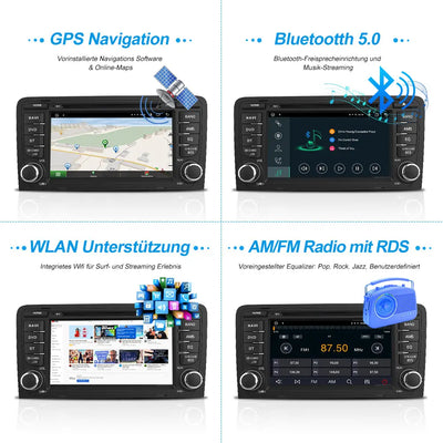 AWESAFE Android 11 Autoradio für Audi A3 S3 RS3, 2GB+32GB, Radio mit Navi unterstützt DAB+ WLAN CD DVD Bluetooth 2 Din 7 Zoll Bildschirm AWESAFE