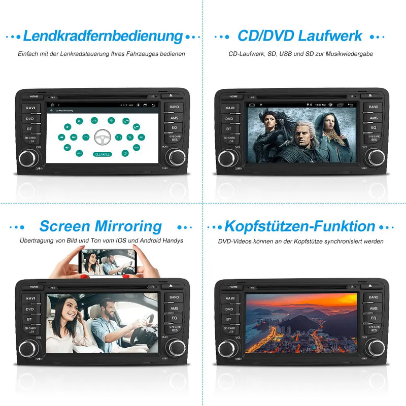 AWESAFE Android 11 Autoradio für Audi A3 S3 RS3, 2GB+32GB, Radio mit Navi unterstützt DAB+ WLAN CD DVD Bluetooth 2 Din 7 Zoll Bildschirm AWESAFE