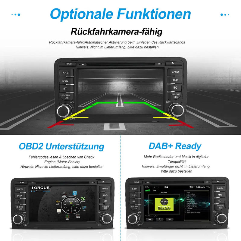 AWESAFE Android 11 Autoradio für Audi A3 S3 RS3, 2GB+32GB, Radio mit Navi unterstützt DAB+ WLAN CD DVD Bluetooth 2 Din 7 Zoll Bildschirm AWESAFE