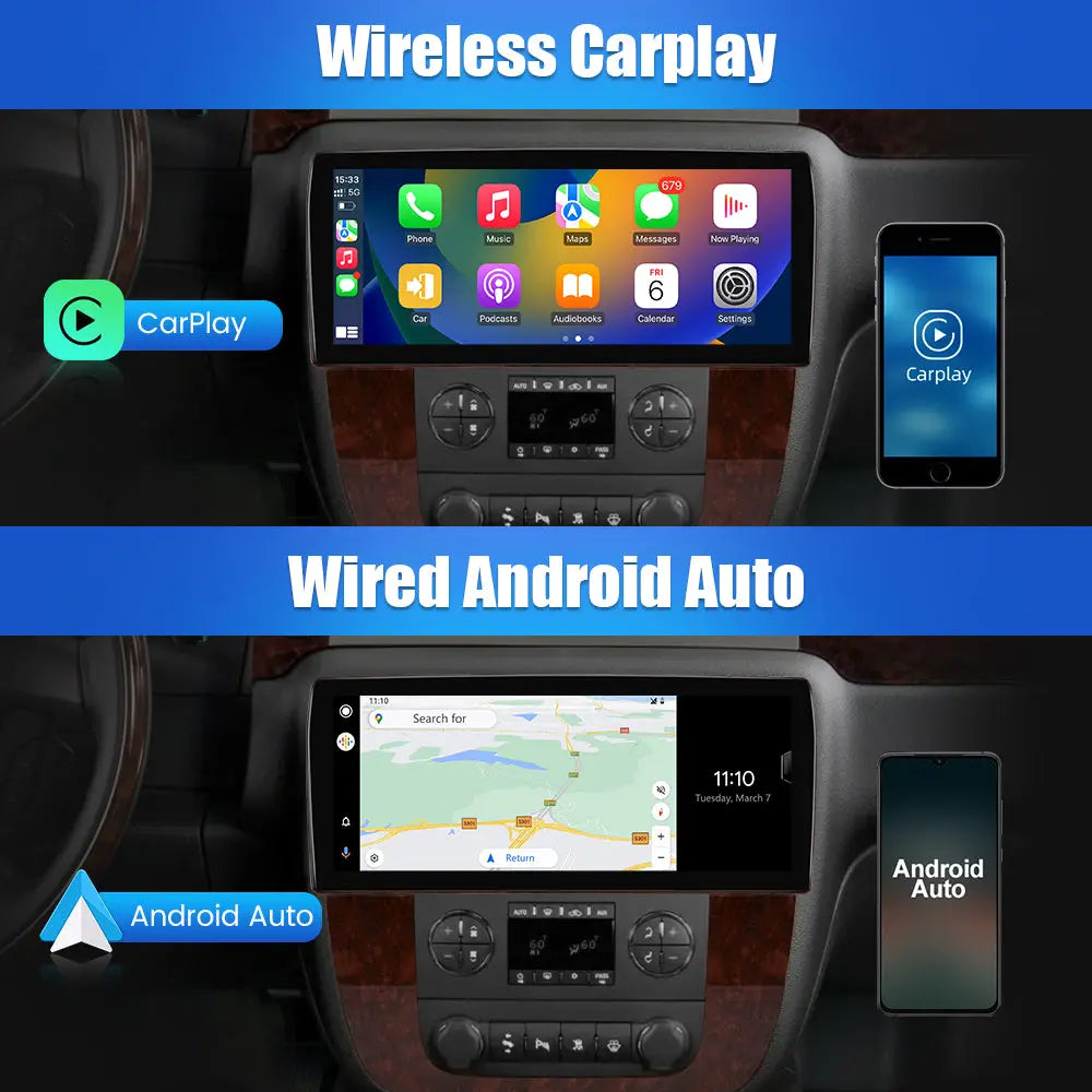 AWESAFE Android 11 Car Radio Stereo for GMC Sierra Yukon Chevrolet Silverado Tahoe Suburban 10.3 inch Screen Upgrade Built in Carplay/Android Auto GPS SWC BT AM/FM 4G RAM 64G ROM Head Unit AWESAFE