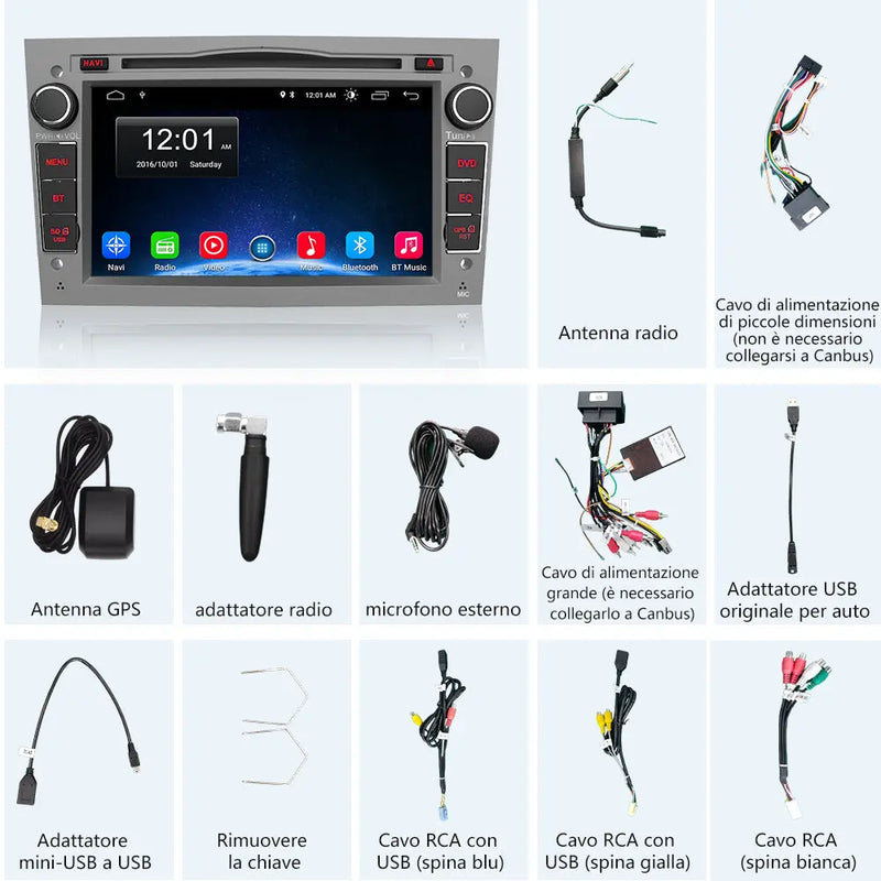 AWESAFE Android 12 Autoradio 2G+32G con Schermo Touchscreen 7 Pollici Bluetooth/FM- Per Opel Vivaro Sigum Meriva Astra Tigra Twin Top Antara Combo Agila Corsa Vectra Zafira AWESAFE