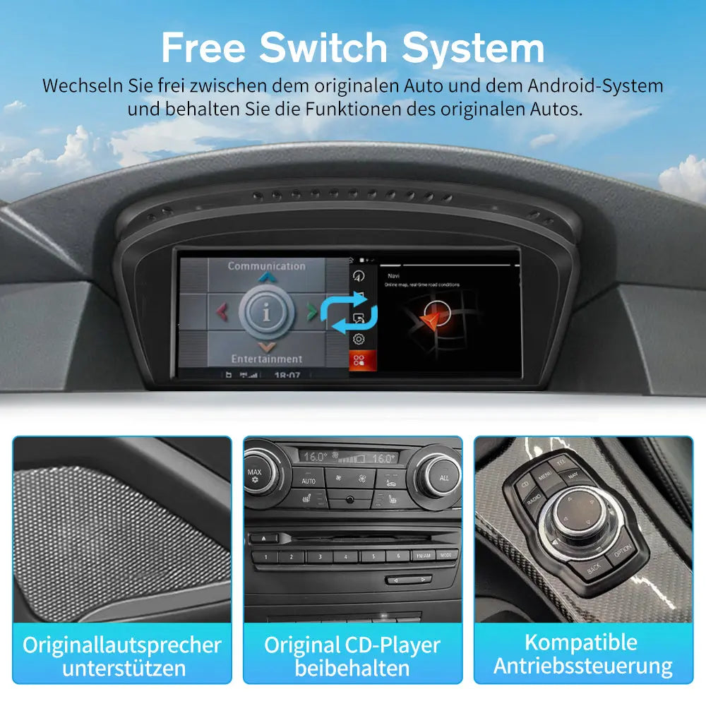 AWESAFE Android 12 Autoradio 8,8 Zoll IPS Touchscreen Qualcomm Octa Core 4GB+64GB mit Android Auto Carplay Bluetooth für 5er E60 3er E90 CCC-System AWESAFE