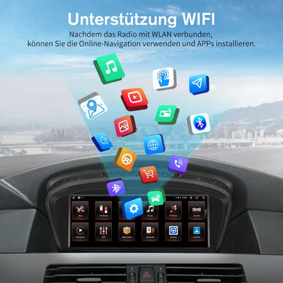 AWESAFE Android 12 Autoradio 8,8 Zoll IPS Touchscreen Qualcomm Octa Core 4GB+64GB mit Android Auto Carplay Bluetooth für 5er E60 3er E90 CCC-System AWESAFE