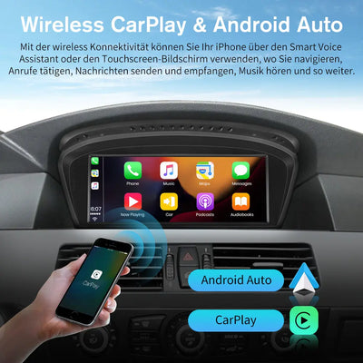 AWESAFE Android 12 Autoradio 8,8 Zoll IPS Touchscreen Qualcomm Octa Core 4GB+64GB mit Android Auto Carplay Bluetooth für 5er E60 3er E90 CCC-System AWESAFE