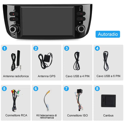 AWESAFE Android 12 Autoradio con CarPlay Android Auto per Fiat Punto Evo 2012-2017 (4+64GB) 6.2 pollici Car Radio 1 DIN con 4G Bluetooth FM RDS GPS Comandi al Volante AWESAFE