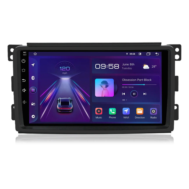 AWESAFE Android 12 Autoradio pour Mercedes Benz Smart Fortwo 451(2005-2010) [2Go+32Go] avec 9 Pouces Écran Tactile CarPlay Android Auto GPS Bluetooth WiFi FM RDS Commande au Volant AWESAFE