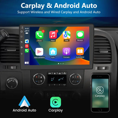 AWESAFE Android 12 Car Radio Stereo for Chevrolet Silverado GMC Sierra with Built-in Wireless Apple CarPlay & Android Auto AWESAFE