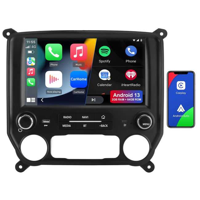 AWESAFE Android 12 Car Radio Stereo for Chewy SilveradoGMC Sierra 2014-2018 with Built-in Wireless Apple CarPlay & Android Auto AWESAFE