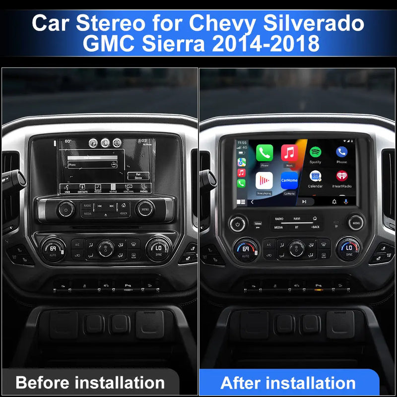 AWESAFE Android 12 Car Radio Stereo for Chewy SilveradoGMC Sierra 2014-2018 with Built-in Wireless Apple CarPlay & Android Auto AWESAFE