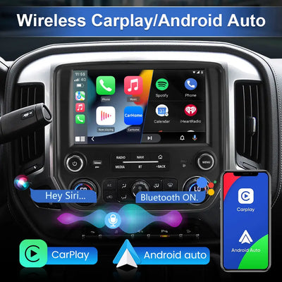 AWESAFE Android 12 Car Radio Stereo for Chewy SilveradoGMC Sierra 2014-2018 with Built-in Wireless Apple CarPlay & Android Auto AWESAFE