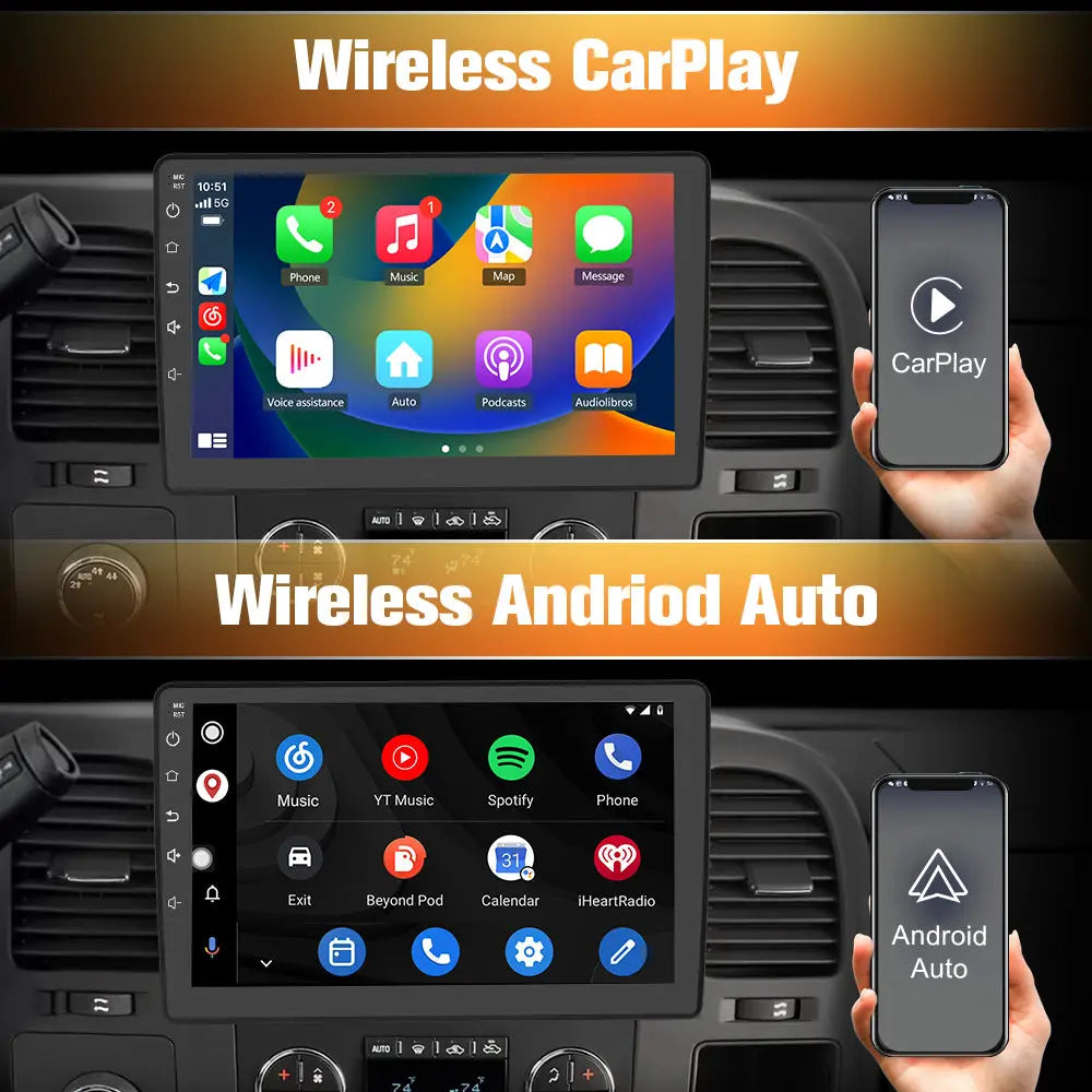 AWESAFE Android 12 Car Radio Stereo for  GMC chevy Silverado 2007-2013 with Built-in Wireless Apple CarPlay & Android Auto AWESAFE