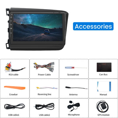 AWESAFE Android 12 Car Radio Stereo for Honda Civic 2012-2013 with Built-in Wireless Apple CarPlay & Android Auto AWESAFE