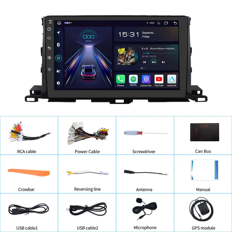 AWESAFE Android 12 Car Radio Stereo for Toyota Highlander 2014-2019 with Built-in Wireless Apple CarPlay & Android Auto AWESAFE