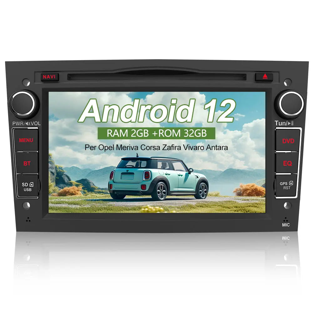 AWESAFE Android 12 Nero Autoradio 2G+32G con Schermo Touchscreen 7 Pollici Bluetooth/FM/Carplay- Per Opel Vivaro Sigum Meriva Astra Tigra Twin Top Antara Combo Agila Corsa Vectra Zafira AWESAFE