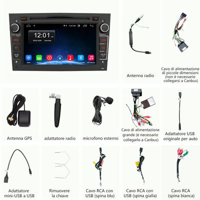 AWESAFE Android 12 Nero Autoradio 2G+32G con Schermo Touchscreen 7 Pollici Bluetooth/FM/Carplay- Per Opel Vivaro Sigum Meriva Astra Tigra Twin Top Antara Combo Agila Corsa Vectra Zafira AWESAFE