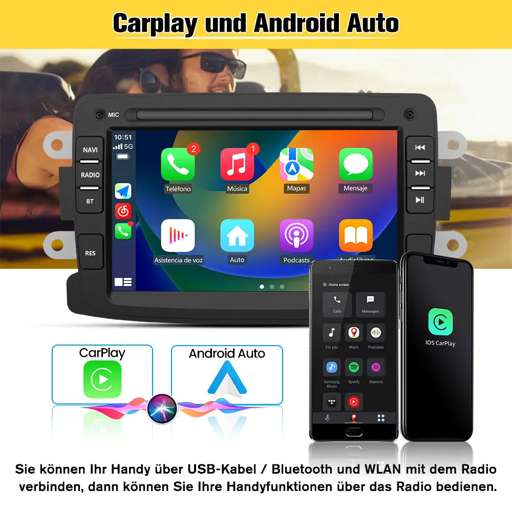 AWESAFE Android 12.0 [2GB+32GB] Car Radio with 7 Inch Touch Screen for Renault Dacia with Carplay and Android Auto AWESAFE