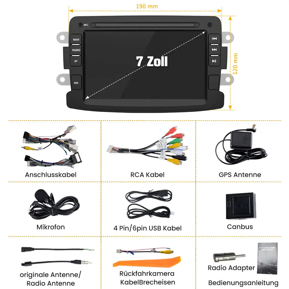 AWESAFE Android 12.0 [2GB+32GB] Car Radio with 7 Inch Touch Screen for Renault Dacia with Carplay and Android Auto AWESAFE