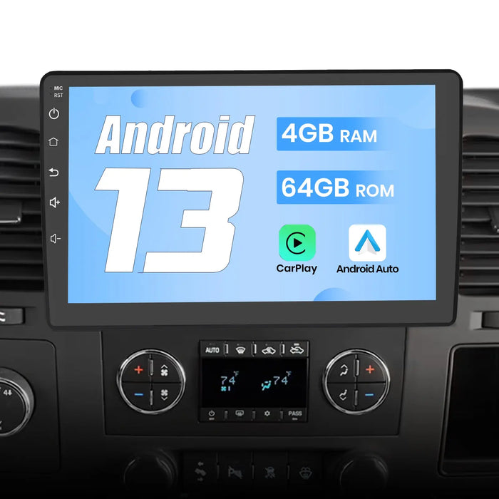 AWESAFE Android 13 10 Inch Car Stereo with Touchscreen, Wireless CarPlay & Android Auto, Bluetooth GPS Steering Wheel Control, 4GB RAM 64GB Storage, Qualcomm 6125 - Compatible with GMC YUKON Sierra Savana Chevrolet Silverado HHR Suburban AWESAFE