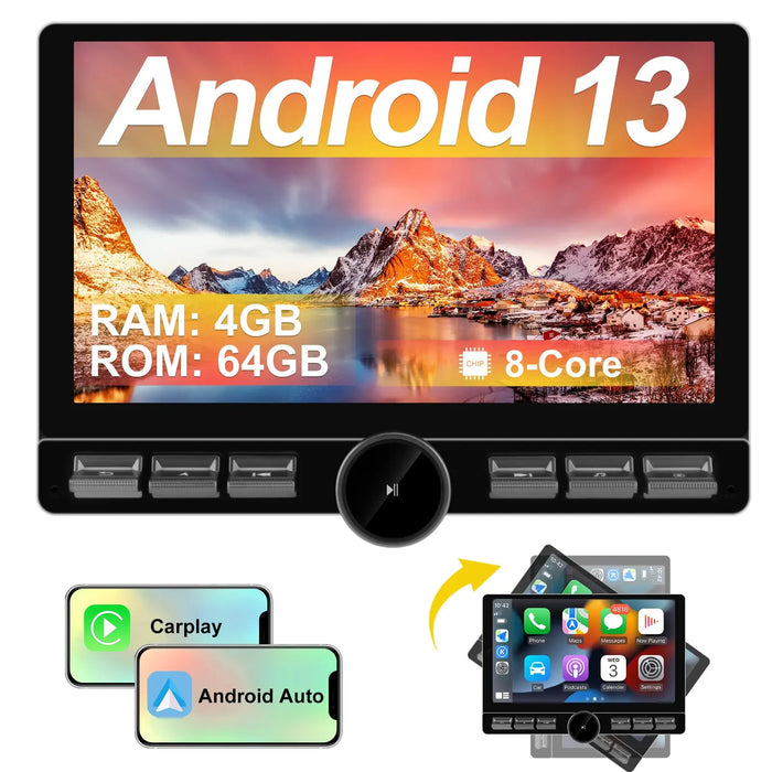 AWESAFE Android 13 1DIN Autoradio 10,6-Zoll Touchscreen 8-Kern 4+64GB mit 4G-SIM-Steckplatz (ohne SIM-Karte), Bluetooth, WLAN, kabellos Apple CarPlay & Android Auto AWESAFE