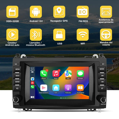 AWESAFE Android 13 2GB+32GB Radio Coche con Pantalla Táctil 8 Pulgadas para Mercedes-Benz, Autoradio para Clase A W169/Clase B W245/W639 Vito/Viano/W906 Sprinter, con Carplay y Android Auto AWESAFE