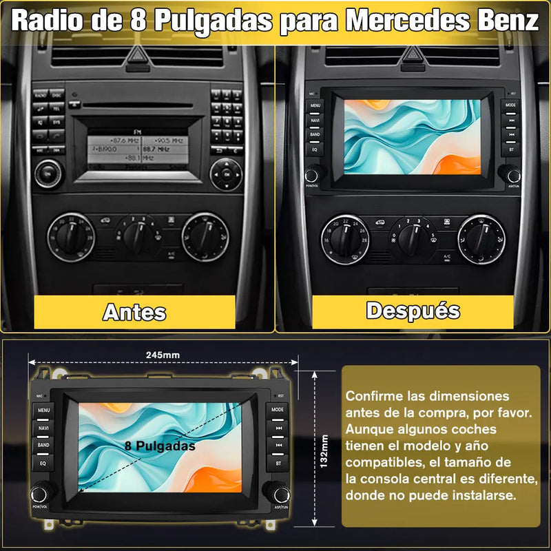 AWESAFE Android 13 2GB+32GB Radio Coche con Pantalla Táctil 8 Pulgadas para Mercedes-Benz, Autoradio para Clase A W169/Clase B W245/W639 Vito/Viano/W906 Sprinter, con Carplay y Android Auto AWESAFE