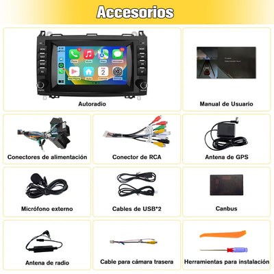 AWESAFE Android 13 2GB+32GB Radio Coche con Pantalla Táctil 8 Pulgadas para Mercedes-Benz, Autoradio para Clase A W169/Clase B W245/W639 Vito/Viano/W906 Sprinter, con Carplay y Android Auto AWESAFE