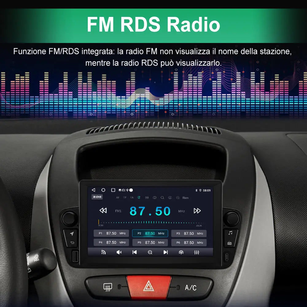 AWESAFE Android 13 2G+64G Autoradio per Peugeot 107 Toyota Aygo Citroen C1 2005 - 2014,con Wireless Carplay e Android Auto,7 Pollici Touchscreen Radio con WiFi GPS DSP AWESAFE