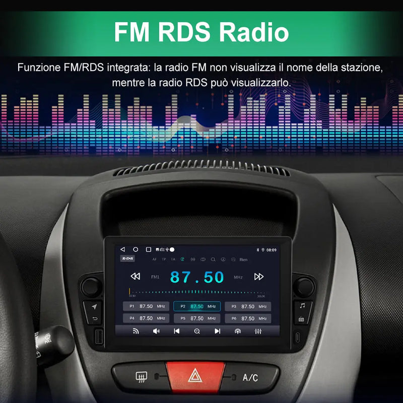 AWESAFE Android 13 2G+64G Autoradio per Peugeot 107 Toyota Aygo Citroen C1 2005 - 2014,con Wireless Carplay e Android Auto,7 Pollici Touchscreen Radio con WiFi GPS DSP AWESAFE