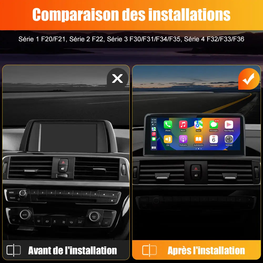 AWESAFE Android 13 2G+8G Autoradio Stéréo 10,25 pouces avec CarPlay et Android Auto pour BMW Série 1 F20/F21 système NBT (2012-2016) AWESAFE