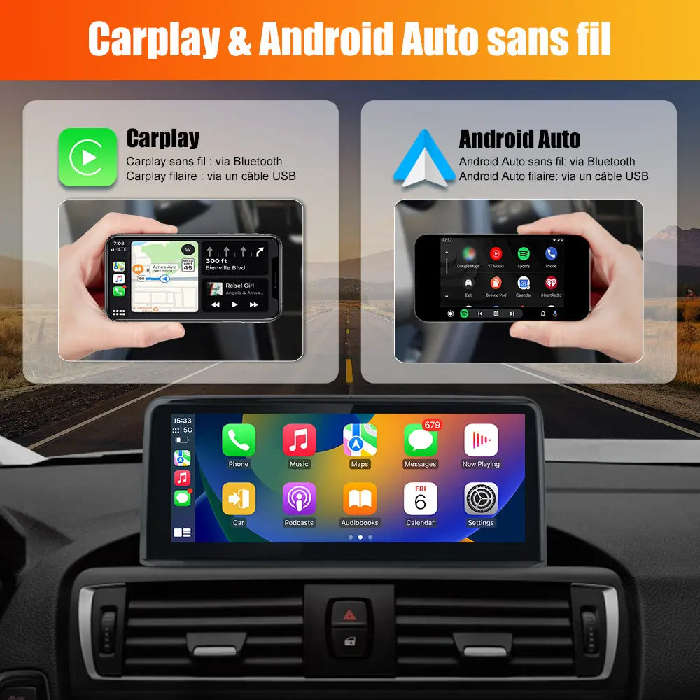 AWESAFE Android 13 2G+8G Autoradio Stéréo 10,25 pouces avec CarPlay et Android Auto pour BMW Série 1 F20/F21 système NBT (2012-2016) AWESAFE