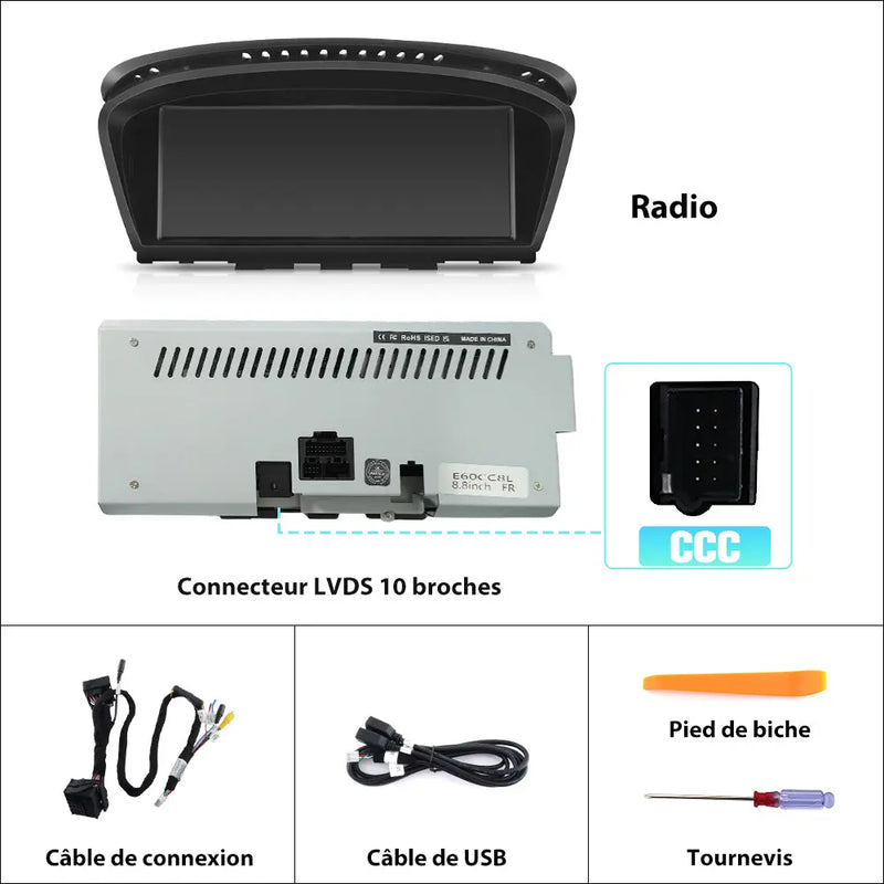 AWESAFE Android 13 2G+8G Autoradio Stéréo 8,8 pouces écran tactile avec Bluetooth, GPS, CarPlay et Android Auto pour BMW E60/E90 système CCC (2003-2008) AWESAFE SHOP