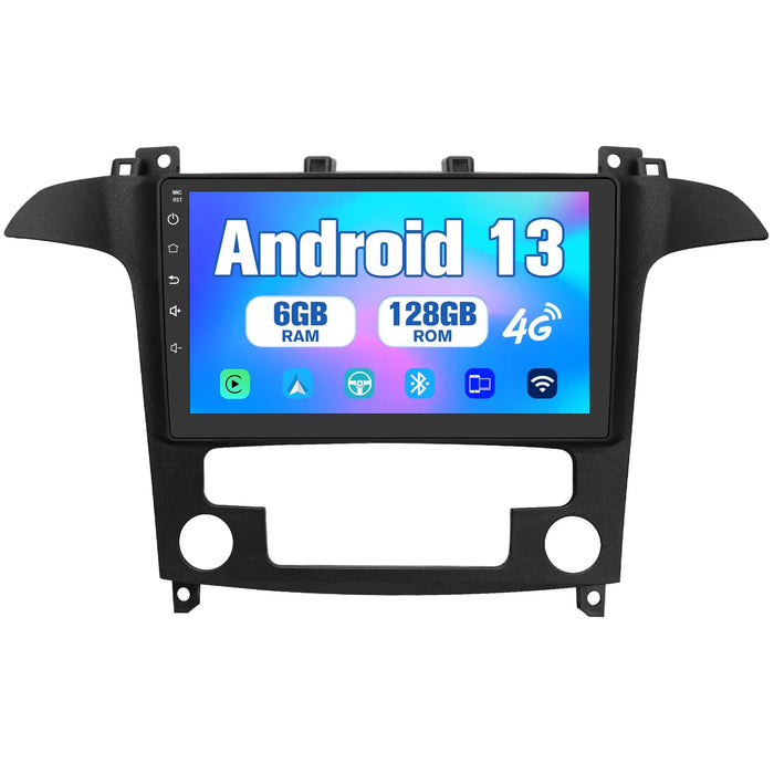 AWESAFE Android 13 Auto Radio Stereo mit 9 Zoll Touchscreen - Bluetooth/GPS/UKW-Radio/CarPlay/Android Auto - Für Ford S-Max 2007-2008 mit Automatik-Klimaanlage AWESAFE SHOP