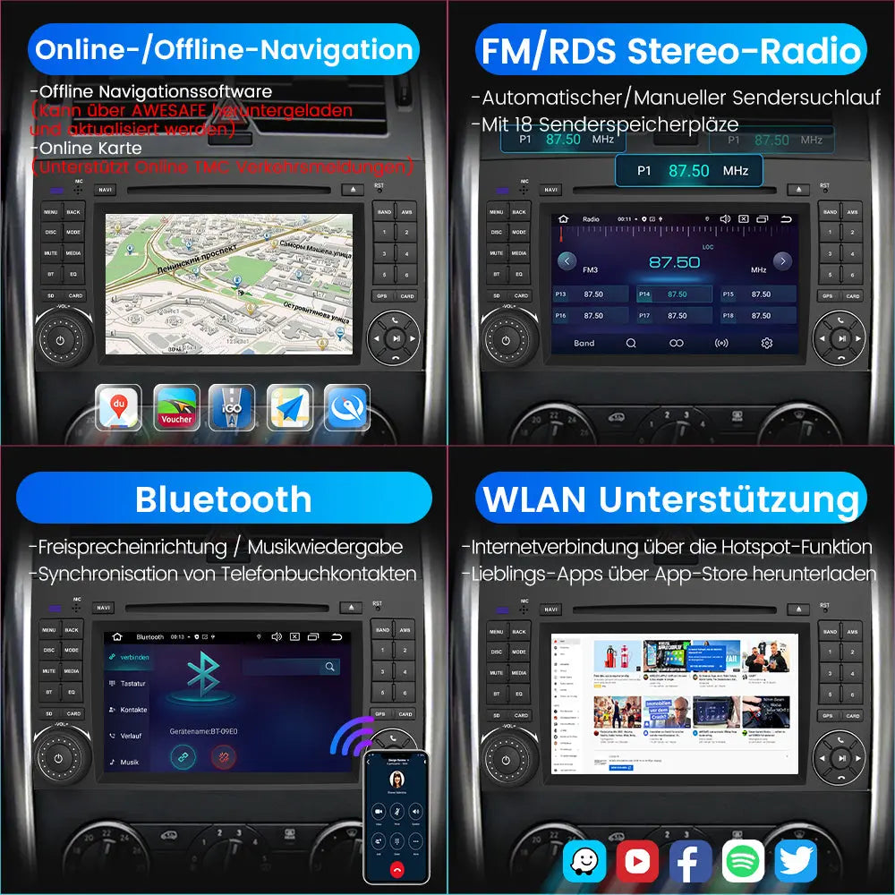 AWESAFE Autoradio Android 13 per Mercedes Benz Classe A AWESAFE Autoradio Android 13 per Mercedes Benz Classe A