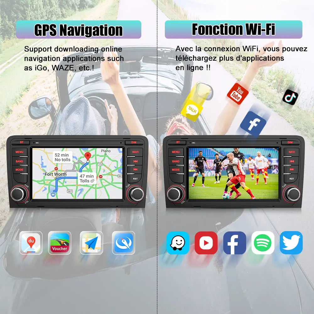 AWESAFE Android 13 Autoradio 7 pouces 2+64Go avec Caméra de Recul/Bluetooth/DSP/FM/AM/Android Auto & CarPlay sans fil - pour Audi A3/S3/RS3 2003-2012 AWESAFE