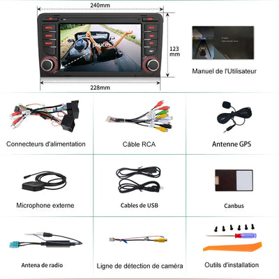 AWESAFE Android 13 Autoradio 7 pouces 2+64Go avec Caméra de Recul/Bluetooth/DSP/FM/AM/Android Auto & CarPlay sans fil - pour Audi A3/S3/RS3 2003-2012 AWESAFE