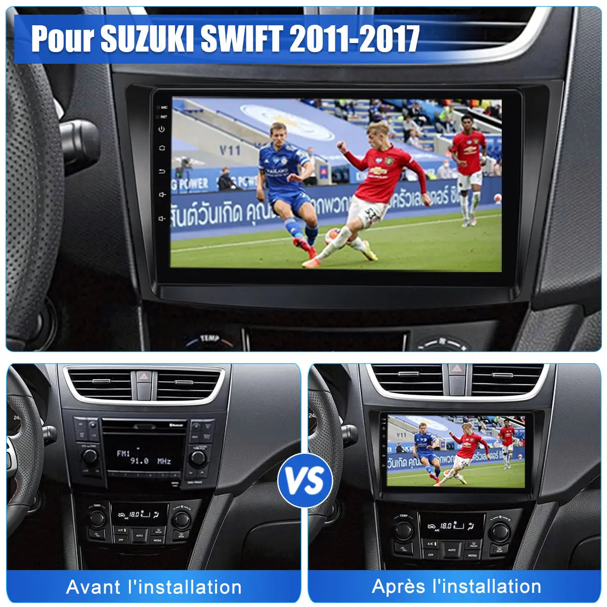 AWESAFE Android 13 Autoradio 9 pouces 2Go + 32 Go avec WiFi /Bluetooth/DSP/Android Auto & CarPlay sans fil - pour Suzuki Swift (2010-2017) AWESAFE