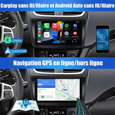 AWESAFE Android 13 Autoradio 9 pouces 2Go + 32 Go avec WiFi /Bluetooth/DSP/Android Auto & CarPlay sans fil - pour Suzuki Swift (2010-2017) AWESAFE