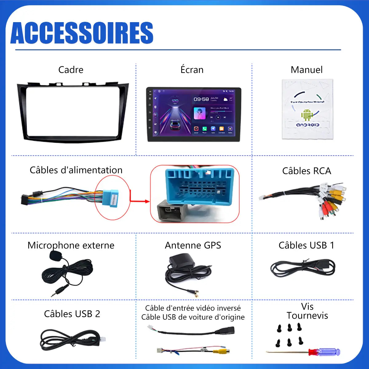 AWESAFE Android 13 Autoradio 9 pouces 2Go + 32 Go avec WiFi /Bluetooth/DSP/Android Auto & CarPlay sans fil - pour Suzuki Swift (2010-2017) AWESAFE