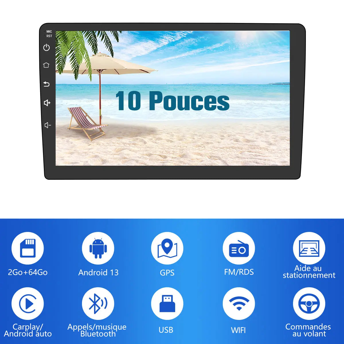 AWESAFE Android 13 Autoradio 9 pouces 2Go +64 Go avec WiFi /Bluetooth/DSP/Android Auto & CarPlay sans fil - pour Suzuki Swift (2005-2010) AWESAFE