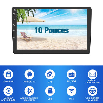 AWESAFE Android 13 Autoradio 9 pouces 2Go +64 Go avec WiFi /Bluetooth/DSP/Android Auto & CarPlay sans fil - pour Suzuki Swift (2005-2010) AWESAFE