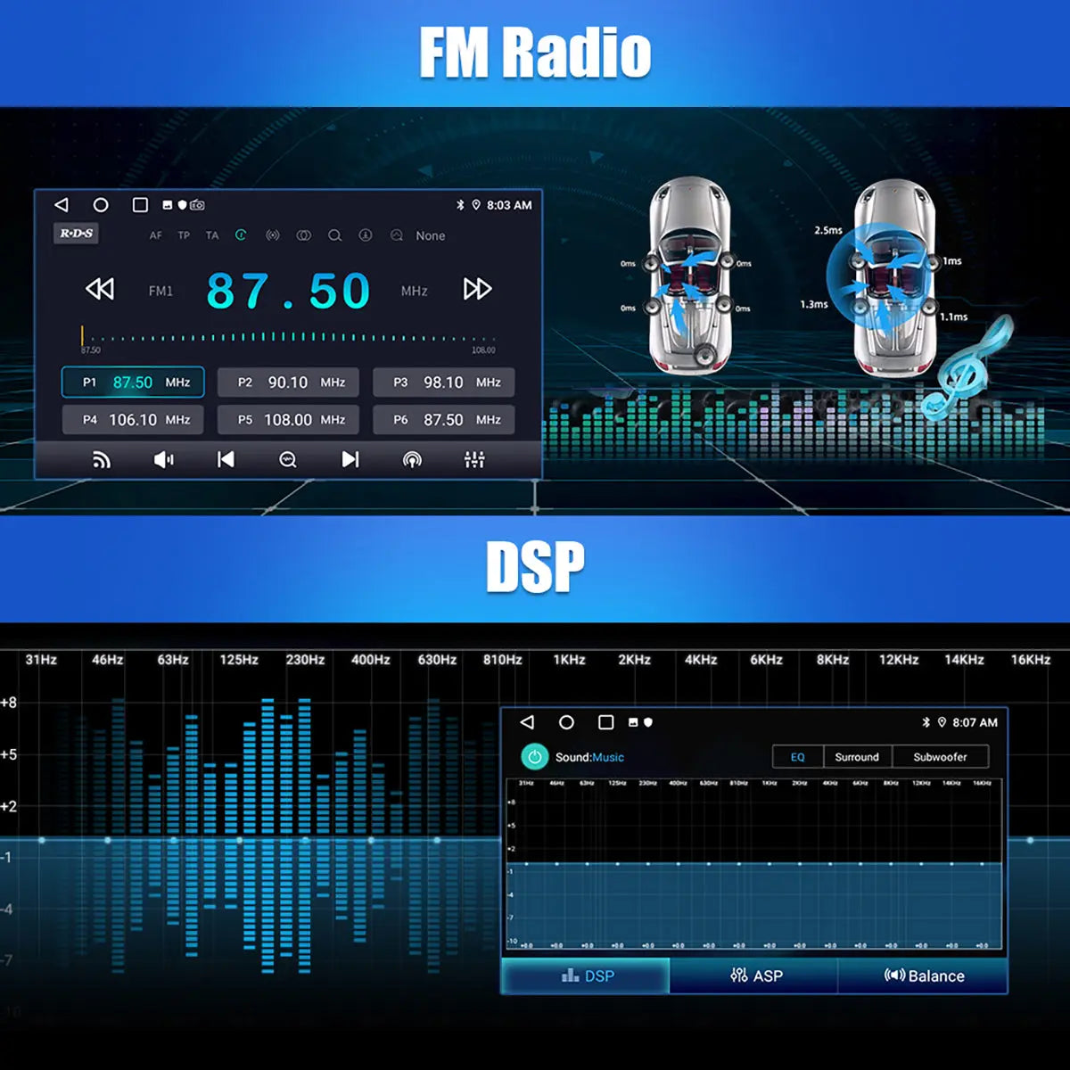AWESAFE Android 13 Autoradio 9 pouces 2Go +64 Go avec WiFi /Bluetooth/DSP/Android Auto & CarPlay sans fil - pour Suzuki Swift (2005-2010) AWESAFE