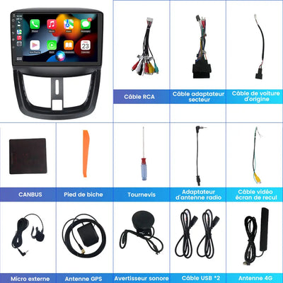 AWESAFE Android 13 Autoradio Stereo 9-Zoll Touchscreen für Peugeot 207 2006-2015 mit Bluetooth, 4G, UKW-Radio, Apple CarPlay & Android Auto AWESAFE